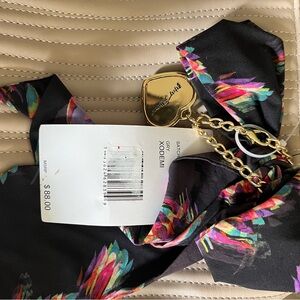 Betsey Johnson crossbody satchel quilted stripe nude gold